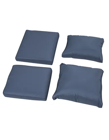 Outsunny Six-piece Outdoor Rattan Dining Set, Outdoor Sofa Set with Reclining Armchairs and Mental Frame, Blue