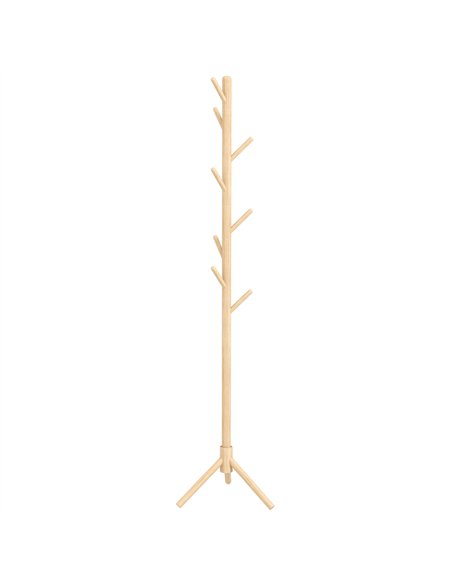 HOMCOM Eight-Hook Wooden Coat Rack - Natural