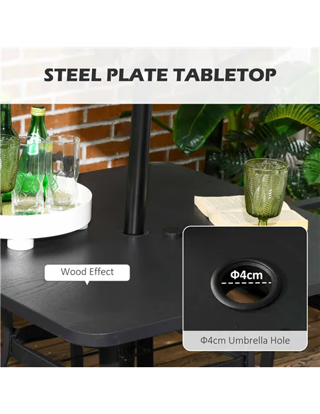 Outsunny Five-Piece Garden Dining Set, with Rattan Seat Chairs and Cushions - Black