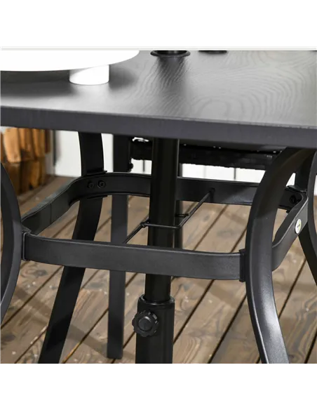 Outsunny Five-Piece Garden Dining Set, with Rattan Seat Chairs and Cushions - Black