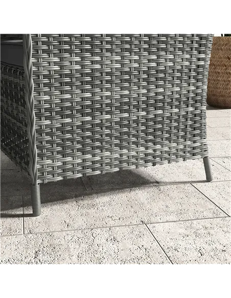 Outsunny 4 Seater Rattan Dining Set with Parasol & Cushions - Mixed Grey