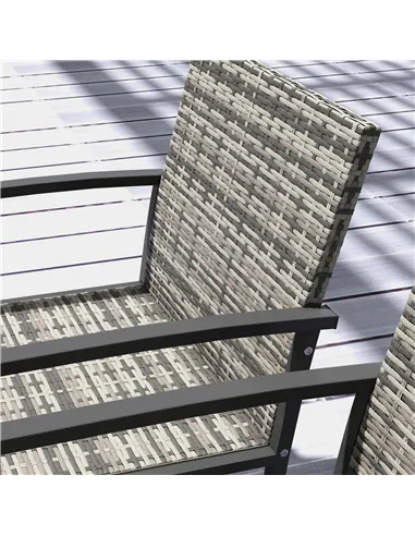 Outsunny Outdoor Dining Set 5 Pieces Patio Conservatory with Tempered Glass Tabletop,4 Dining Chairs - Mixed Grey