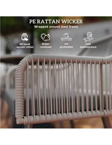 Outsunny 4 Seater Rattan Dining Set, Rattan Garden Furniture Set with Parasol Hole, Outdoor Dining Table and Chairs Set with Cus