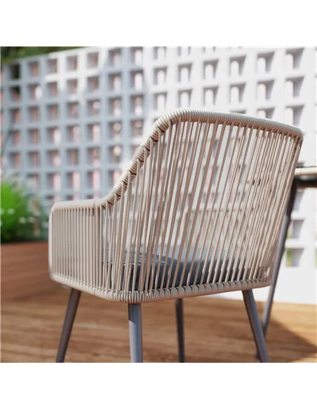 Outsunny 4 Seater Rattan Dining Set, Rattan Garden Furniture Set with Parasol Hole, Outdoor Dining Table and Chairs Set with Cus