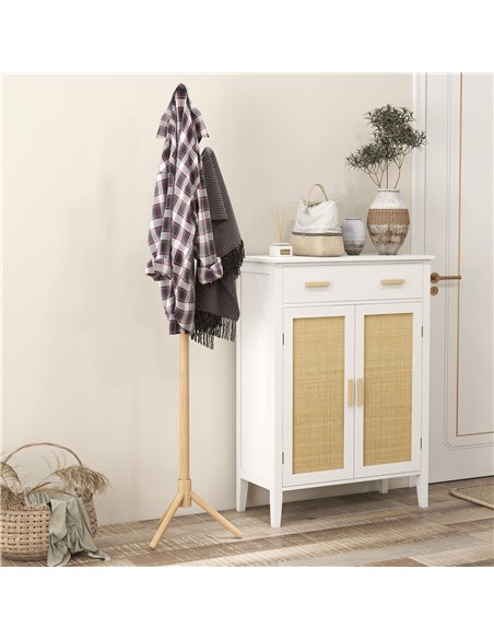 HOMCOM Eight-Hook Wooden Coat Rack - Natural