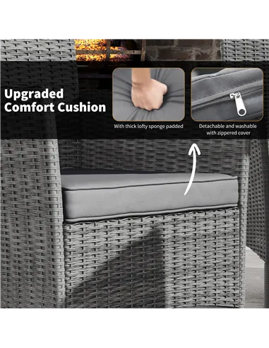 Outsunny 7-Piece Rattan Garden Furniture Set with Cushions, 6 Seater Garden Table and Chairs, Rattan Dining Set with 6 Armchairs