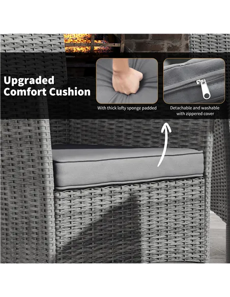 Outsunny 7-Piece Rattan Garden Furniture Set with Cushions, 6 Seater Garden Table and Chairs, Rattan Dining Set with 6 Armchairs