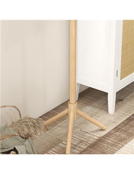 HOMCOM Eight-Hook Wooden Coat Rack - Natural