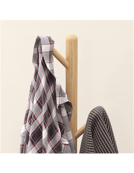 HOMCOM Eight-Hook Wooden Coat Rack - Natural