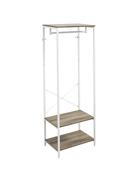 HOMCOM Hallway Coat Rack and Shoe Bench Tree - Grey