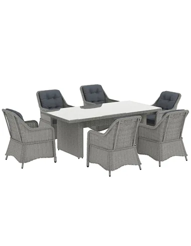 Outsunny Seven-Piece Rattan Dining Set - Mixed Grey