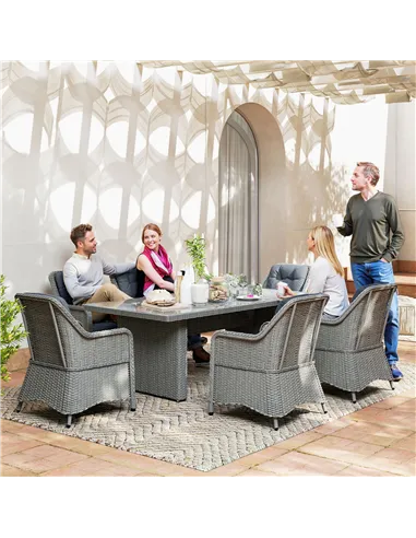 Outsunny Seven-Piece Rattan Dining Set - Mixed Grey