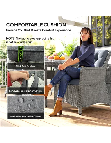 Outsunny Seven-Piece Rattan Dining Set - Mixed Grey