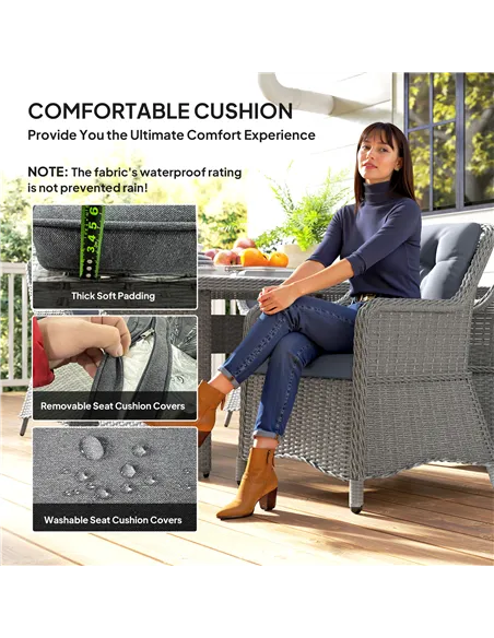 Outsunny Seven-Piece Rattan Dining Set - Mixed Grey