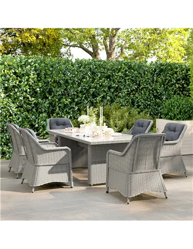 Outsunny Seven-Piece Rattan Dining Set - Mixed Grey
