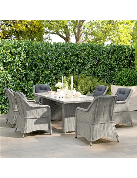Outsunny Seven-Piece Rattan Dining Set - Mixed Grey