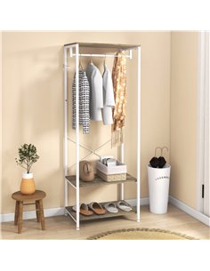 HOMCOM Hallway Coat Rack and Shoe Bench Tree - Grey 2