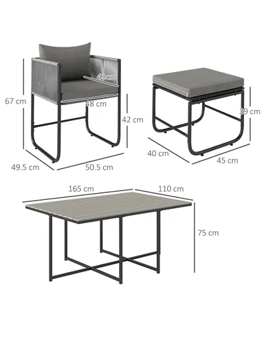 Outsunny 10 Seater Rattan Cube Garden Furniture Set, Rattan Dining Set with Cushions, Outdoor Dining Table and Chairs with 6 Arm