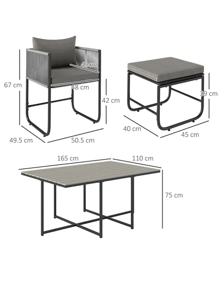 Outsunny 10 Seater Rattan Cube Garden Furniture Set, Rattan Dining Set with Cushions, Outdoor Dining Table and Chairs with 6 Arm