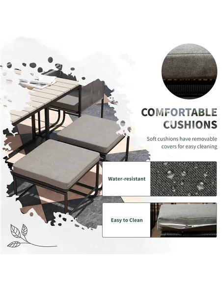 Outsunny 10 Seater Rattan Cube Garden Furniture Set, Rattan Dining Set with Cushions, Outdoor Dining Table and Chairs with 6 Arm