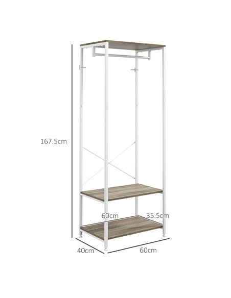 HOMCOM Hallway Coat Rack and Shoe Bench Tree - Grey