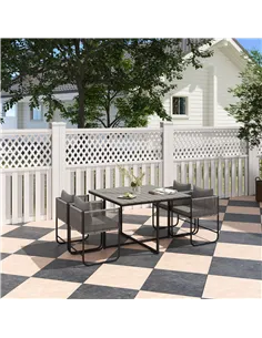 Outsunny 4 Seater Rattan Cube Garden Furniture Set, Rattan Dining Set with Cushions, Outdoor Dining Table and Chairs with Rectan 2