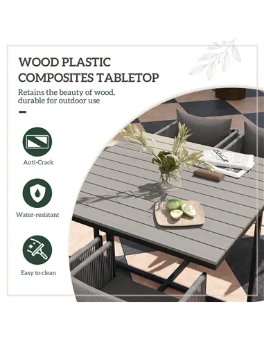 Outsunny 4 Seater Rattan Cube Garden Furniture Set, Rattan Dining Set with Cushions, Outdoor Dining Table and Chairs with Rectan