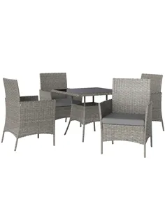 Outsunny Five-Pieces Rattan Dining Set - Light Grey