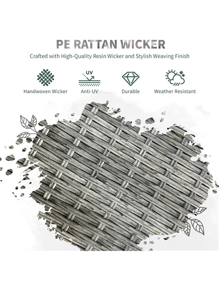 Outsunny Five-Pieces Rattan Dining Set - Light Grey