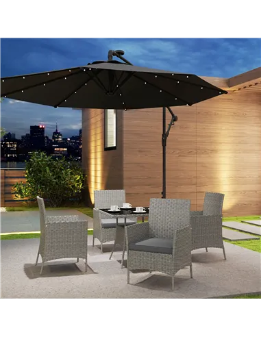 Outsunny Five-Pieces Rattan Dining Set - Light Grey