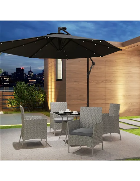 Outsunny Five-Pieces Rattan Dining Set - Light Grey