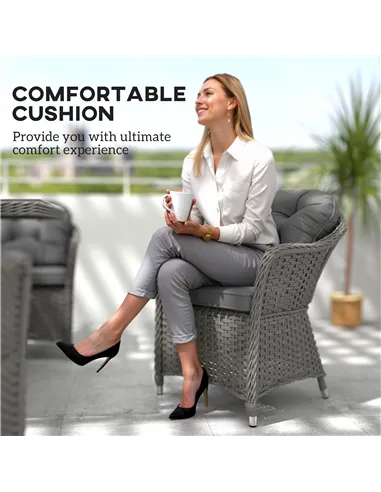 Outsunny Seven-Piece Rattan Dining Set - Light Grey