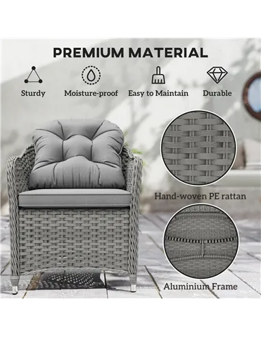 Outsunny Seven-Piece Rattan Dining Set - Light Grey