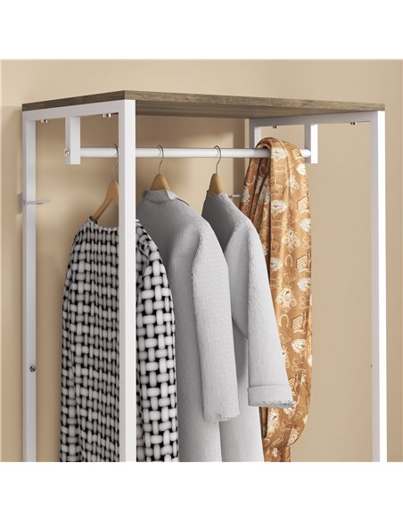 HOMCOM Hallway Coat Rack and Shoe Bench Tree - Grey