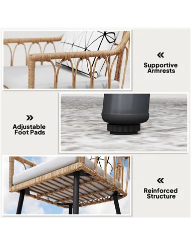 Outsunny 5 Piece Patio Rattan Dining Set, Wicker Garden Table and Chairs w/ Removable Seat & Back Cushions, Round Tempered Glass