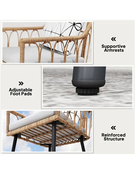 Outsunny 5 Piece Patio Rattan Dining Set, Wicker Garden Table and Chairs w/ Removable Seat & Back Cushions, Round Tempered Glass