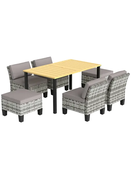 Outsunny Seven-Piece Rattan Dining Set - Grey