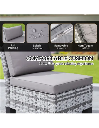 Outsunny Seven-Piece Rattan Dining Set - Grey