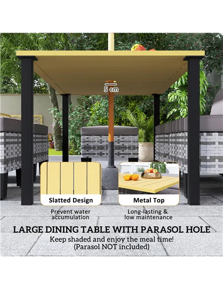 Outsunny Seven-Piece Rattan Dining Set - Grey