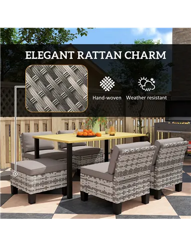 Outsunny Seven-Piece Rattan Dining Set - Grey