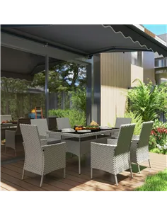 Outsunny Seven-Piece Rattan Dining Set - Grey 2