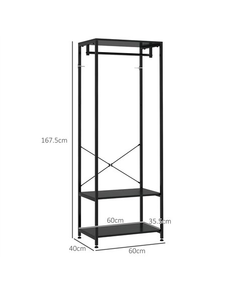 HOMCOM Hallway Coat Rack and Shoe Bench Tree - Black