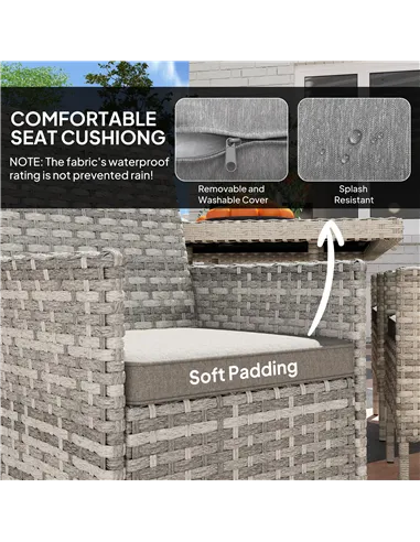 Outsunny Seven-Piece Rattan Dining Set - Mixed-Grey