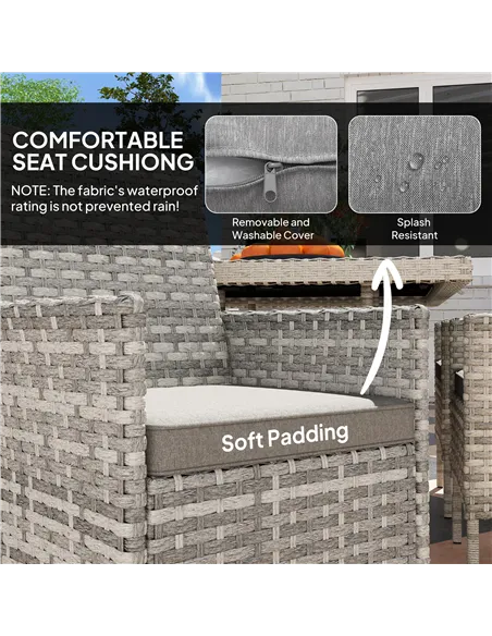 Outsunny Seven-Piece Rattan Dining Set - Mixed-Grey