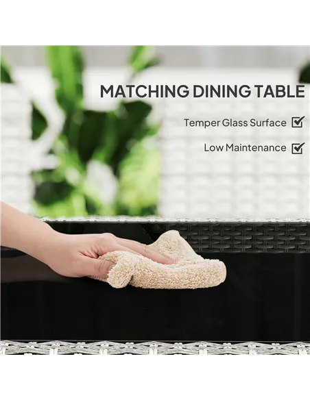 Outsunny Seven-Piece Rattan Dining Set - Mixed-Grey