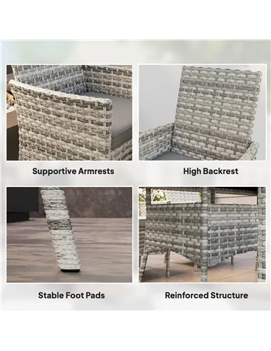 Outsunny Seven-Piece Rattan Dining Set - Mixed-Grey