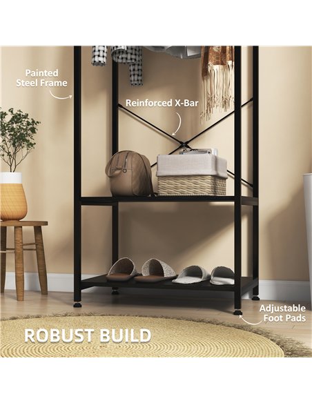 HOMCOM Hallway Coat Rack and Shoe Bench Tree - Black
