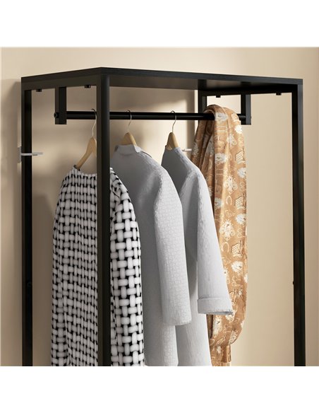 HOMCOM Hallway Coat Rack and Shoe Bench Tree - Black