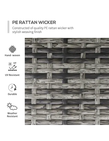 Outsunny 2 Seater Patio Wicker Chaise Lounge Sofa Set with Fabric Cushion, Grey