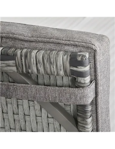 Outsunny 2 Seater Patio Wicker Chaise Lounge Sofa Set with Fabric Cushion, Grey